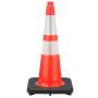 28" Slim Orange Traffic Cone, 10 lb Black Base, w/6" & 4" 3M Reflective Collar