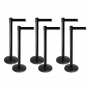 Lite Series Black Retractable Belt Stanchion - 6 Pack