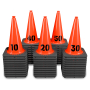 Sequentially Numbered 18" Orange Traffic Cones, 3 lb Black Base - 1- 50