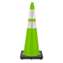 36" Lime Green Traffic Cone, 10 lb Base, w/6" & 4" 3M Reflective Collar