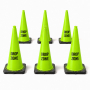 28" Lime Green Drop Zone Traffic Cones - 6 Pack