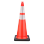 36" Orange Traffic Cone, 15 lb Black Base, w/6" & 4" 3M Reflective Collar