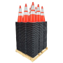 Govt Agency Pallet Bundle 28" Orange Traffic Cones, 7 lb Black Base, w/6" & 4" 3M Reflective Collars