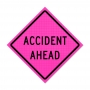 Pink Roll Up Traffic Sign - Accident Ahead