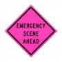 Pink Reflective Roll Up Traffic Sign - Emergency Scene Ahead