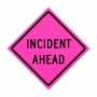 Pink Roll Up Traffic Sign - Incident Ahead