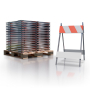 Type I Heavy Duty Plastic Panel Barricade w/Galvanized Steel Legs - 35 Pack Bundle 