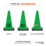 18" Kelly Green Traffic Cone, 3 lb Black Base - 2