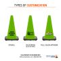18" Lime Green Traffic Cone, 3 lb Black Base - 4