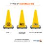 18" Yellow Traffic Cone, 3 lb Black Base - 2