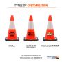FREE STENCIL 18" Orange Traffic Cone, 3 lb Black Base, w/6" 3M Reflective Collar - 3