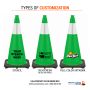 28" Kelly Green Cone, 7 lb Black Base, w/6" Reflective Collar - 2