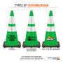 28" Kelly Green Traffic Cone, 7 lb Black Base,  w/6" & 4" Reflective Collar - 2