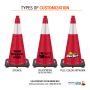 28" Red Traffic Cone, 7 lb Black Base, w/6" 3M Reflective Collar - 2