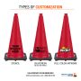 28" Red Traffic Cone, 7 lb Black Base - 2