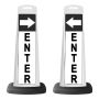 White Reflective Vertical Sign Panel w/Base Option - Enter w/Arrow - 1