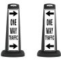 Black Reflective Vertical Sign Panel w/Base Option - One Way Traffic w/Arrows - 1