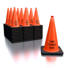 FREE STENCIL 18" Orange Traffic Cone, 3 lb Black Base