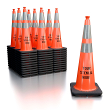 FREE STENCIL 36" Orange Traffic Cone, 12 lb Black Base, w/6" & 4" 3M Reflective Collar 