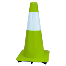 18" Lime-Green Traffic Cone w/6" Reflective Collar, Made in USA
