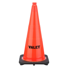 28" Valet STENCIL Traffic Cone, 7 lb Black Base