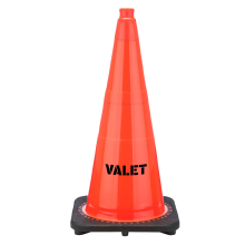 28" Valet STENCIL Traffic Cone, 7 lb Black Base