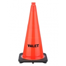 28" Valet STENCIL Traffic Cone, 7 lb Black Base