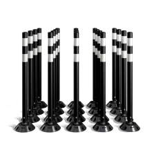 Omniflex 48 Inch Tubular Traffic Delineator - Black - 20 Pack