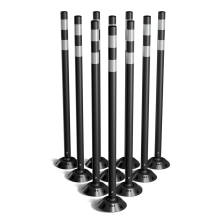 Omniflex 48 Inch Tubular Traffic Delineator - Black - 10 Pack  