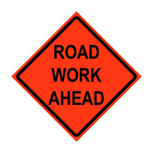 Road Work Ahead Roll-Up Traffic Sign