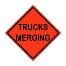 Trucks Merging Roll-Up Traffic Sign