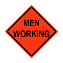 Men Working Roll-Up Traffic Sign