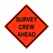 36" x 36" Roll Up Traffic Sign and Heavy Duty Cross Brace - Survey Crew Ahead