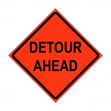 36" x 36" Roll Up Traffic Sign - Detour Ahead
