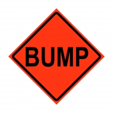 36" x 36" Roll Up Traffic Sign and Heavy Duty Cross Brace - Bump