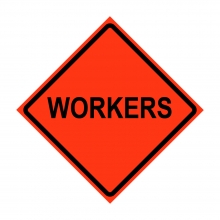 36" x 36" Roll Up Traffic Sign - Workers