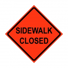 36" x 36" Roll Up Traffic Sign and Heavy Duty Cross Brace - Sidewalk Closed