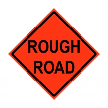 36" x 36" Roll Up Traffic Sign and Heavy Duty Cross Brace - Rough Road