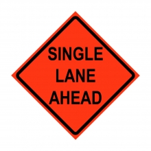 36" x 36" Roll Up Traffic Sign - Single Lane Ahead