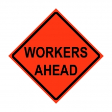 48" x 48" Roll Up Traffic Sign - Workers Ahead