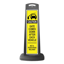 Black Reflective Vertical Sign Panel w/Base Option - Caution Gate Comes Down