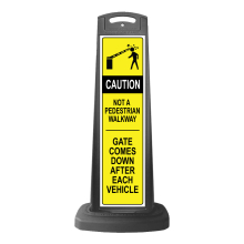 Black Reflective Vertical Sign Panel w/Base Option - Caution Not a Walkway