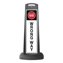 Black Reflective Vertical Sign Panel w/Base Option - Do Not Enter Wrong Way