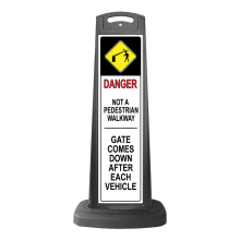 Black Reflective Vertical Sign Panel w/Base Option - Danger Not a Walkway