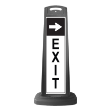 Black Reflective Vertical Sign Panel w/Base Option - Exit and Arrow