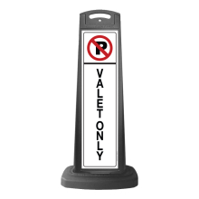 Black Reflective Vertical Sign Panel w/Base Option - No Parking Valet Only