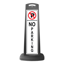 Black Reflective Vertical Sign Panel w/Base Option - No Parking