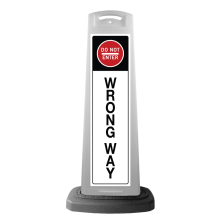 White Reflective Vertical Sign Panel w/Base Option - Do Not Enter Wrong Way
