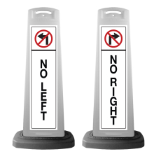 White Reflective Vertical Sign Panel w/Base Option - No Right /No Left w/Arrow