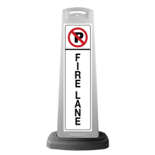 White Reflective Vertical Sign Panel w/Base Option - No Parking Fire Lane